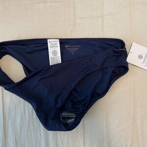 NWT Athleta clean medium bikini bottom in navy blue, size M